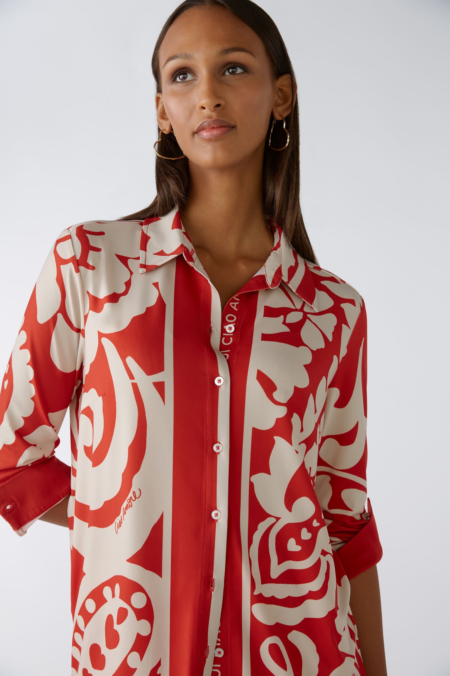 Oui - Red Print Ciao Amore Blouse