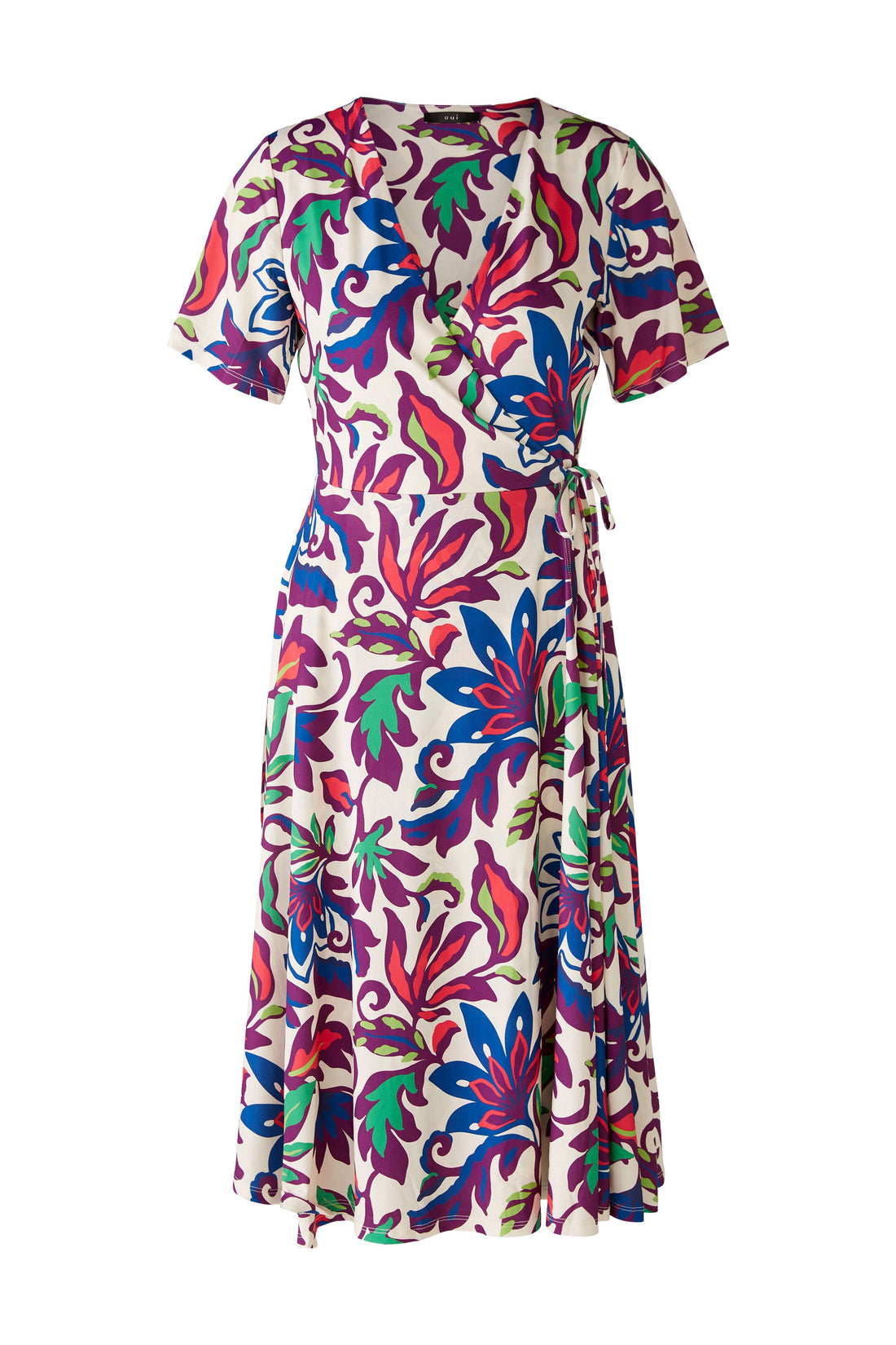 Oui- Vibrant Violet Print Wrap Dress