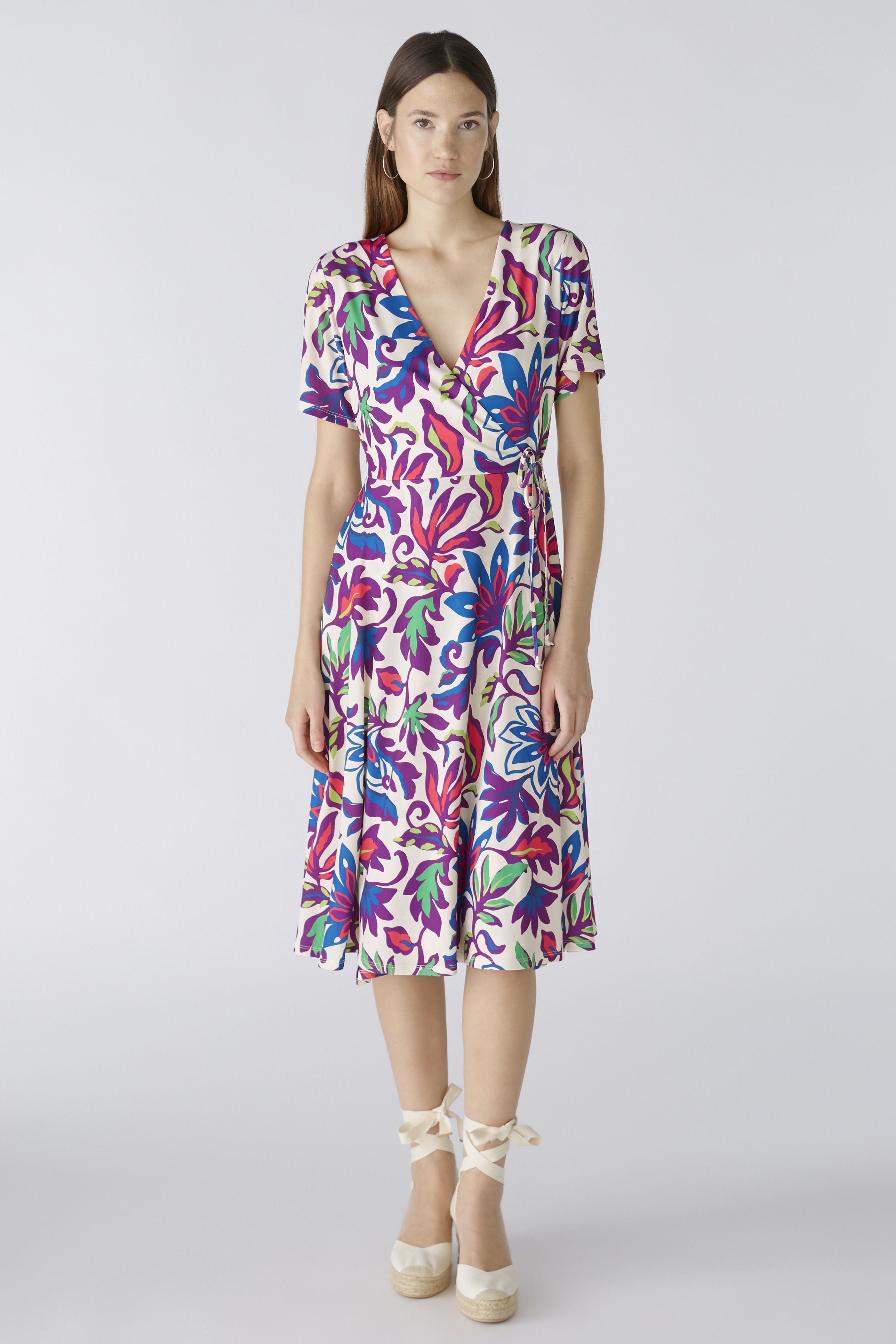 Oui- Vibrant Violet Print Wrap Dress