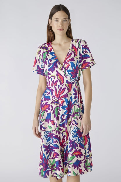 Oui- Vibrant Violet Print Wrap Dress