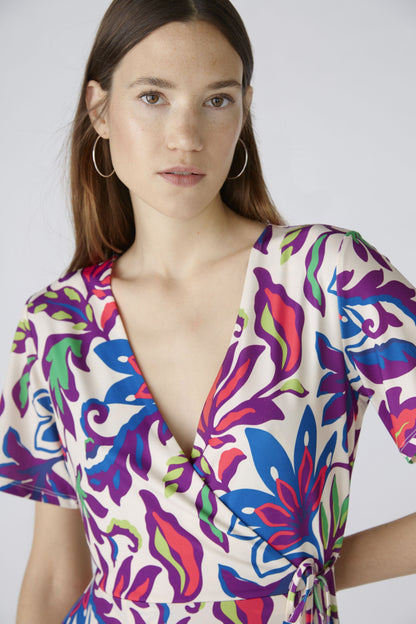 Oui- Vibrant Violet Print Wrap Dress