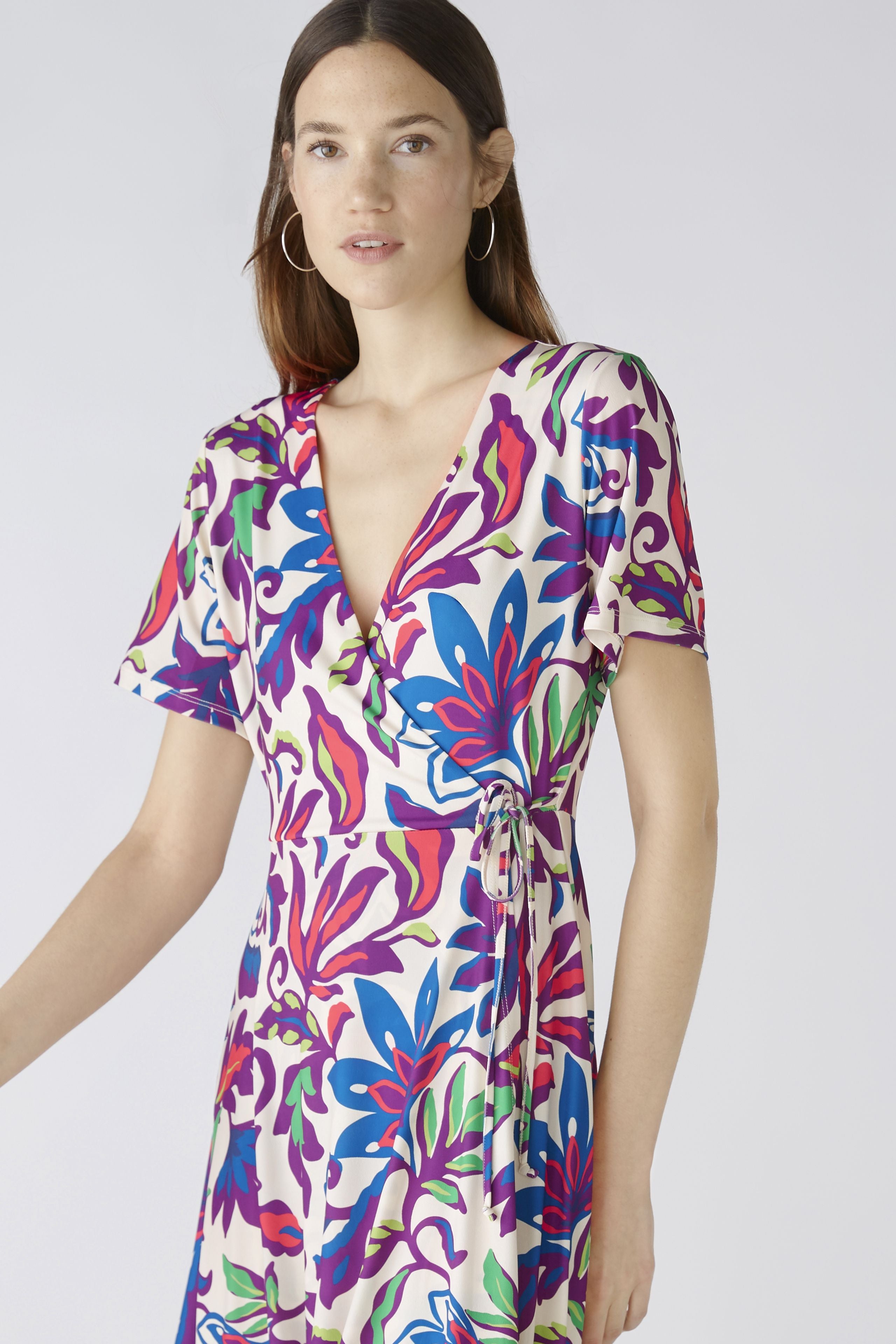 Oui- Vibrant Violet Print Wrap Dress