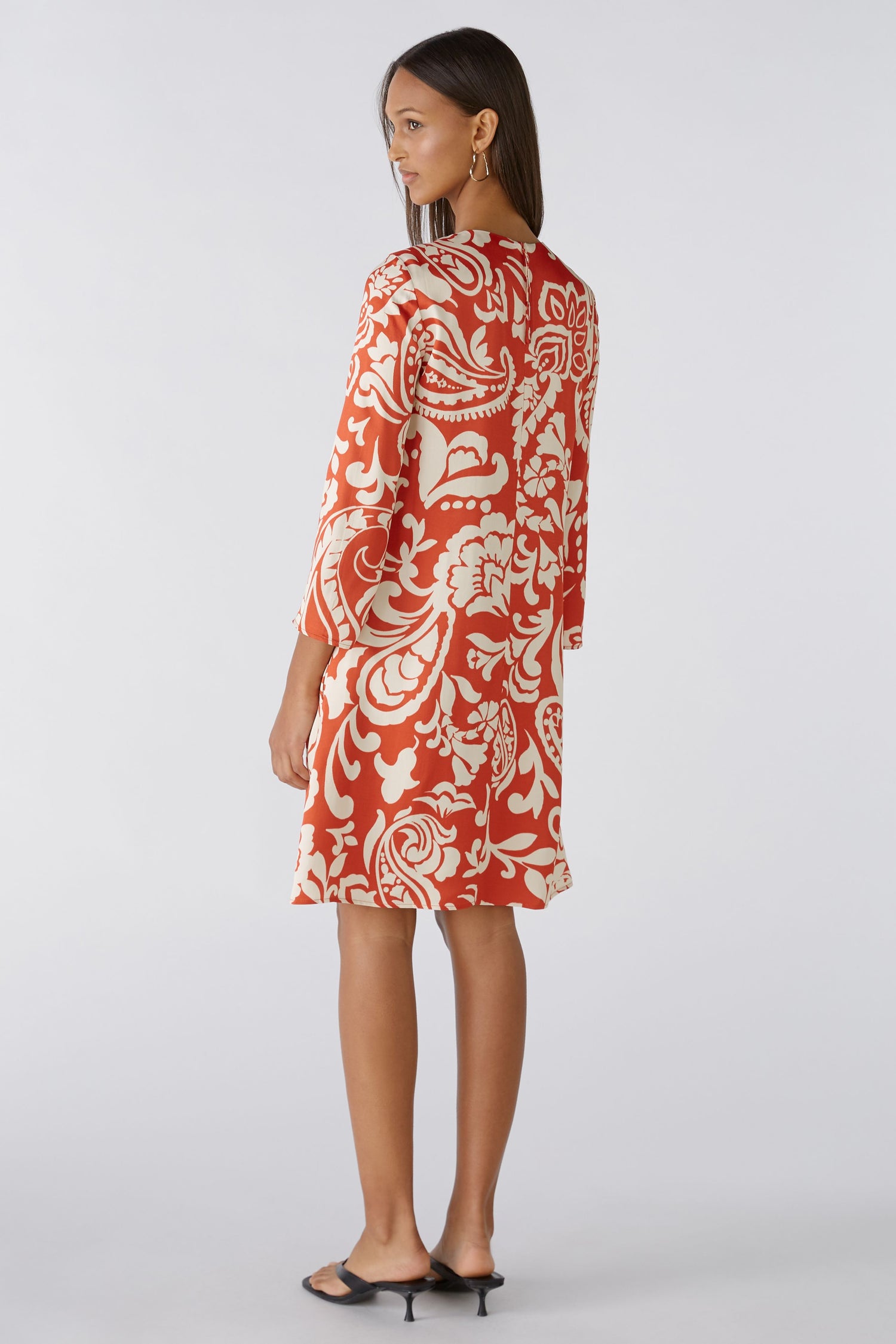 Oui - Red and Cream Print Dress