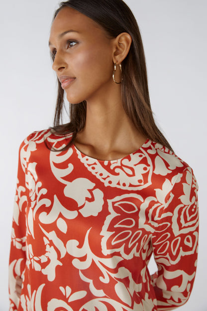 Oui - Red and Cream Print Dress