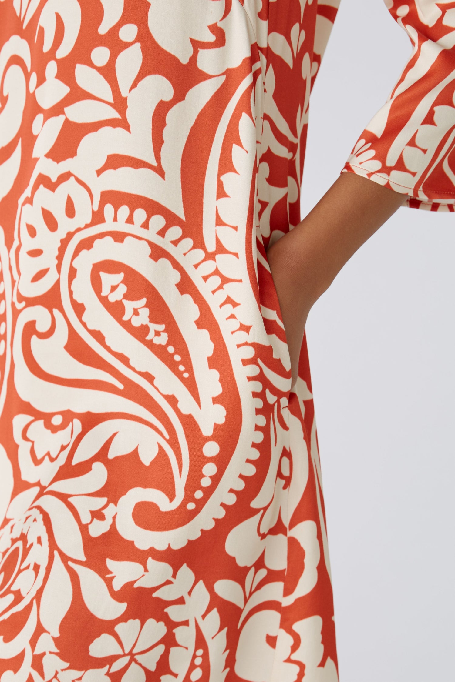 Oui - Red and Cream Print Dress