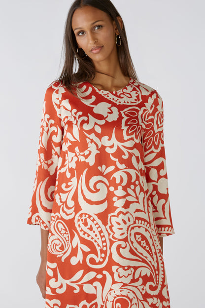 Oui - Red and Cream Print Dress