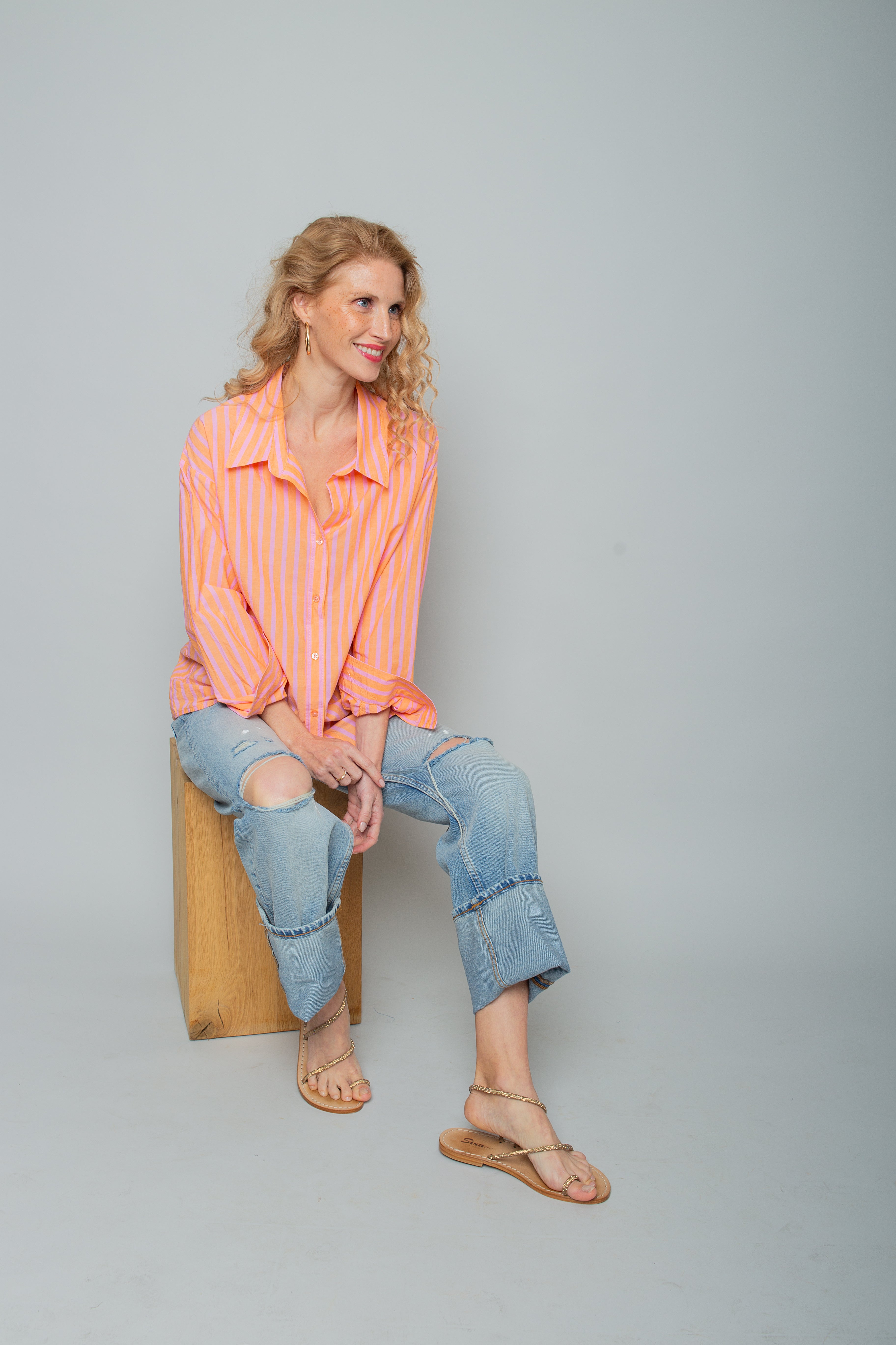Emily Van Der Bergh - Orange Striped Shirt