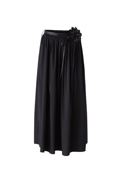 Oui - Black Flower Belt Skirt