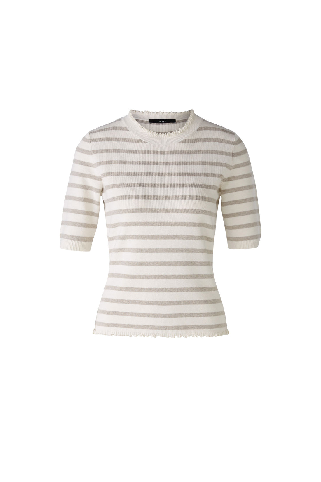 Oui - Cream and Grey Stripe Knit