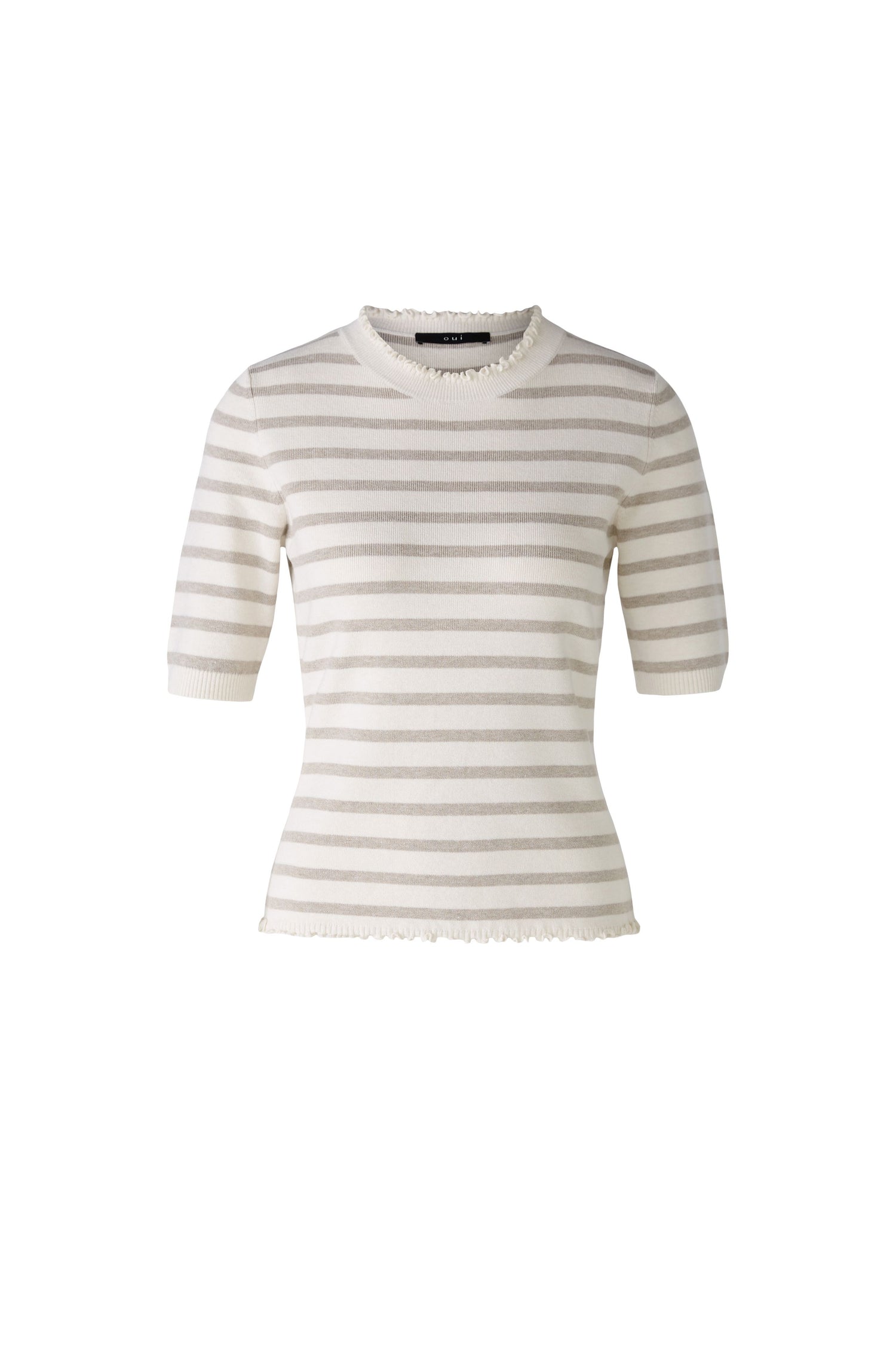 Oui - Cream and Grey Stripe Knit