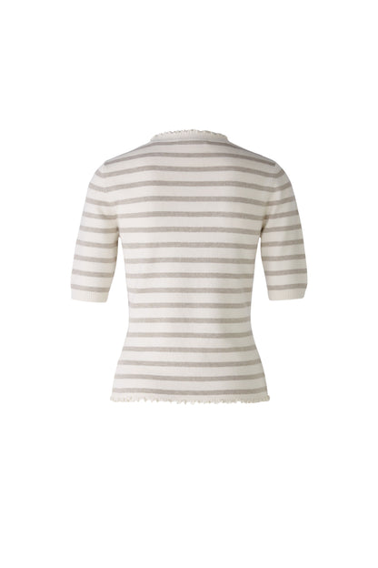 Oui - Cream and Grey Stripe Knit