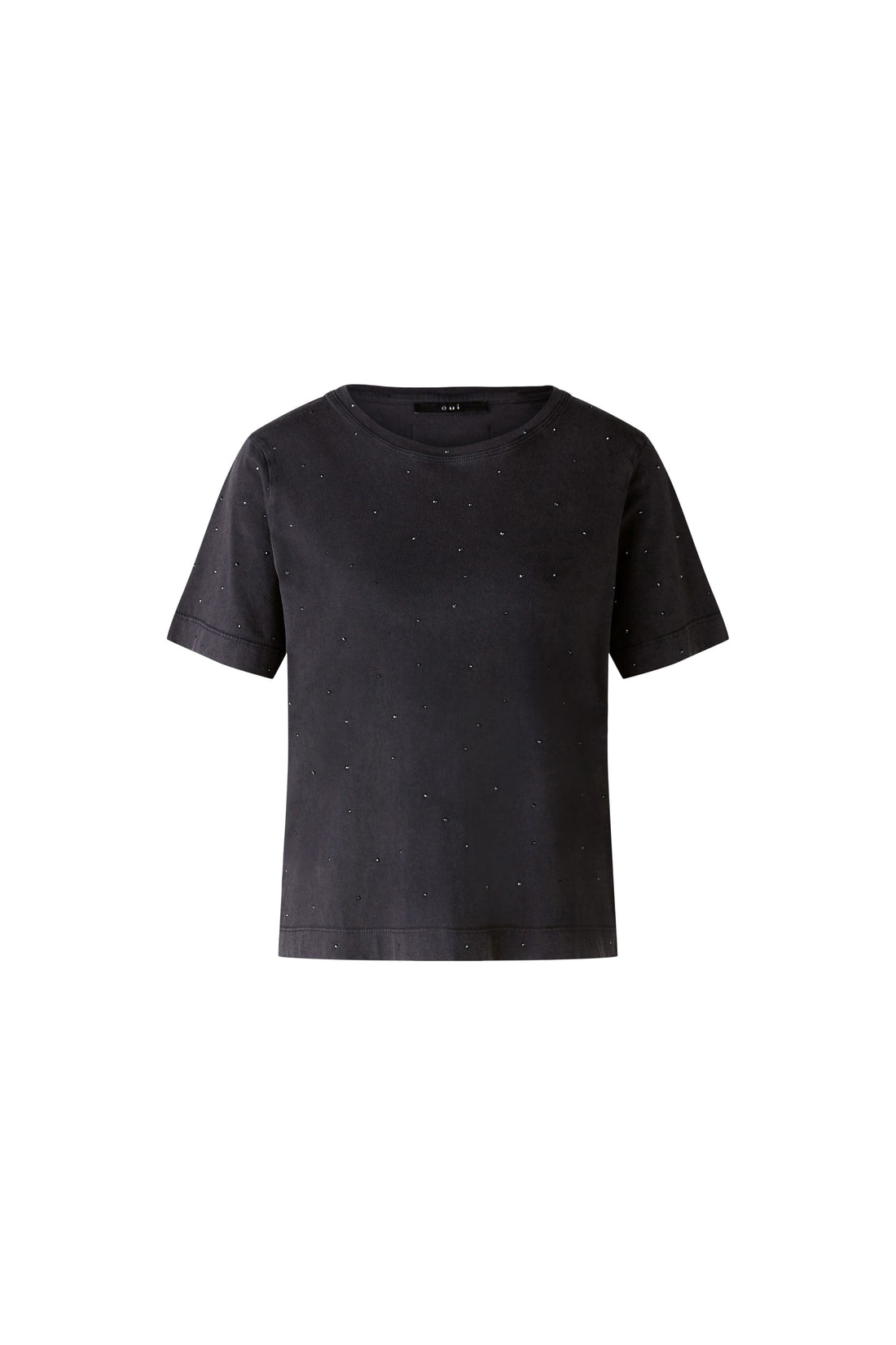 Oui- Washed Black Embellished t-shirt