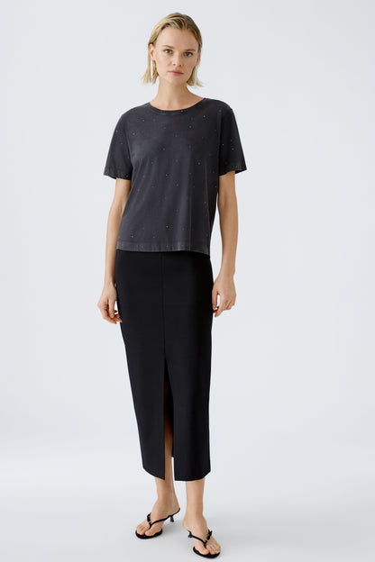 Oui- Washed Black Embellished t-shirt