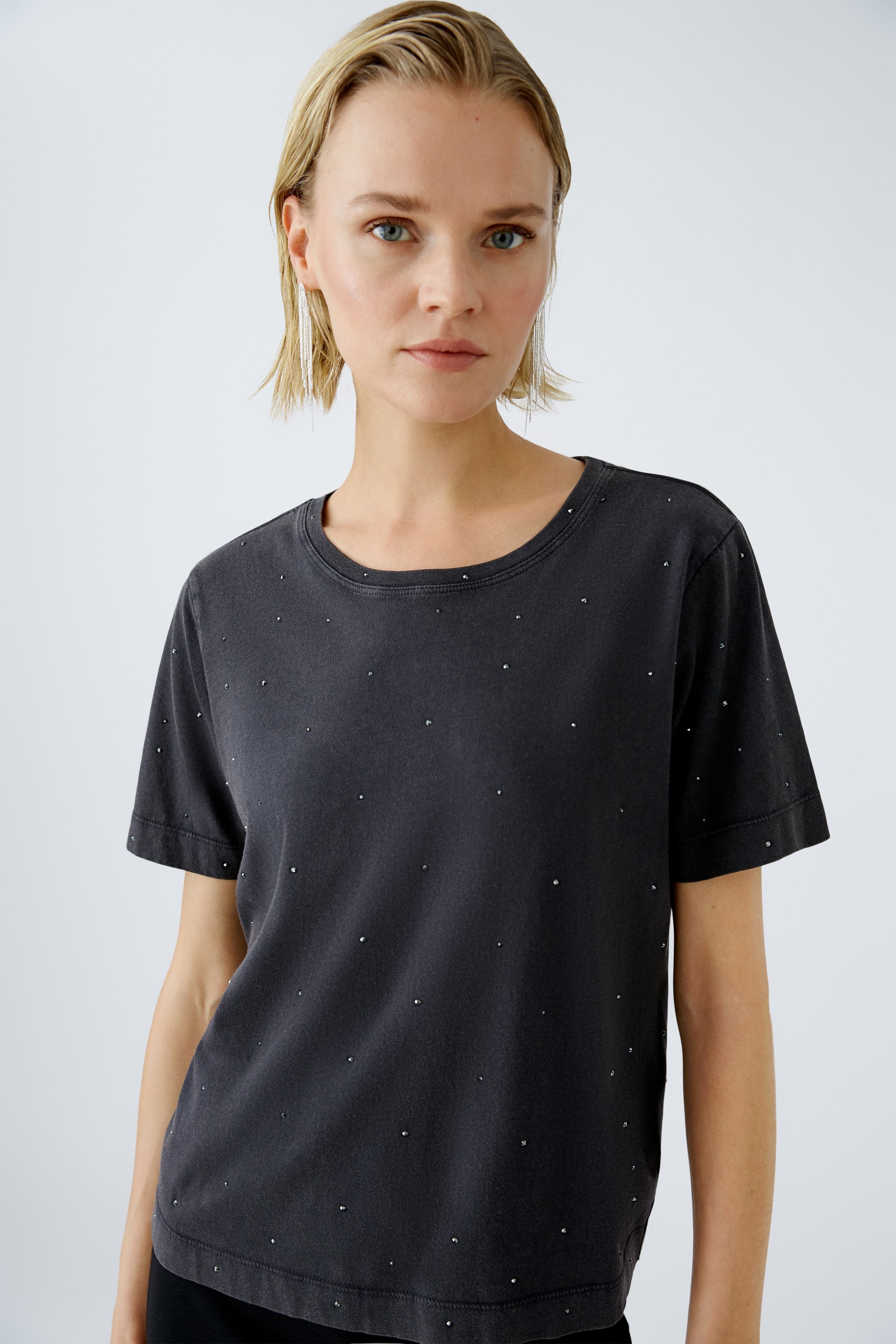 Oui- Washed Black Embellished t-shirt