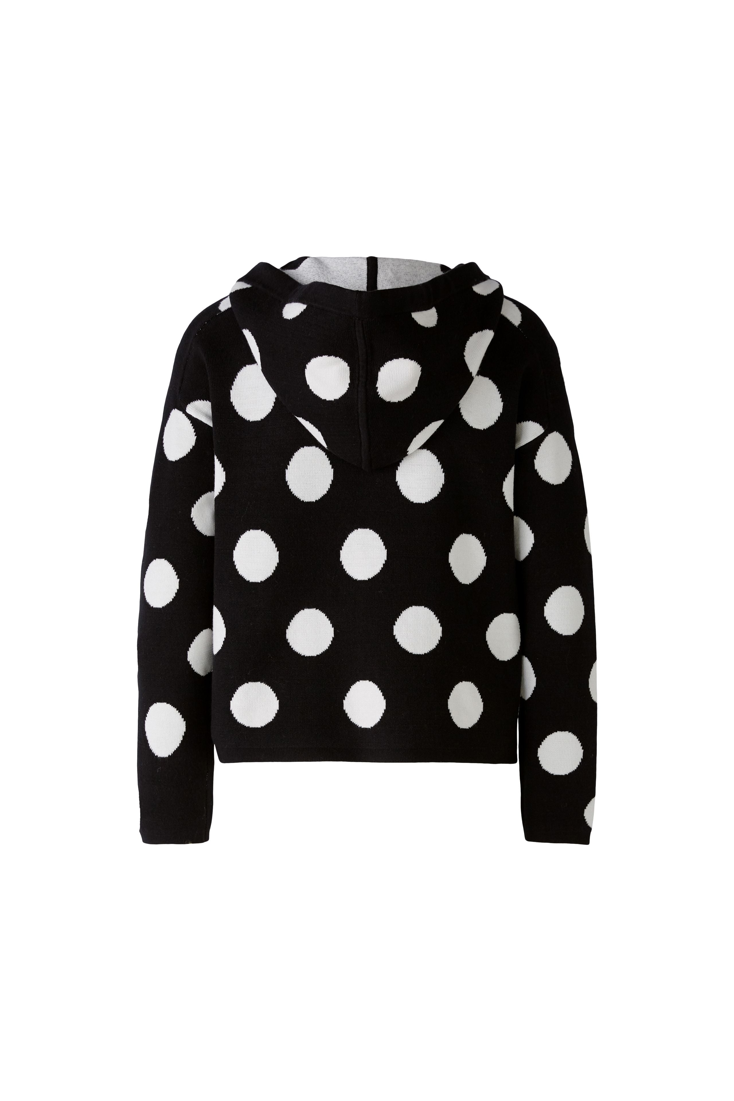 Oui - Black and Off White Polka Dot Hoodie Jumper