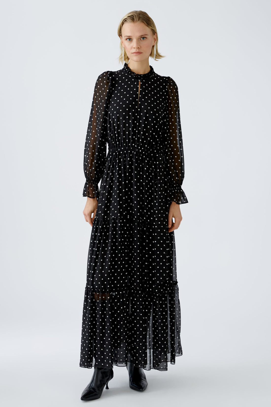 Oui- Black and White Spot Maxi Dress