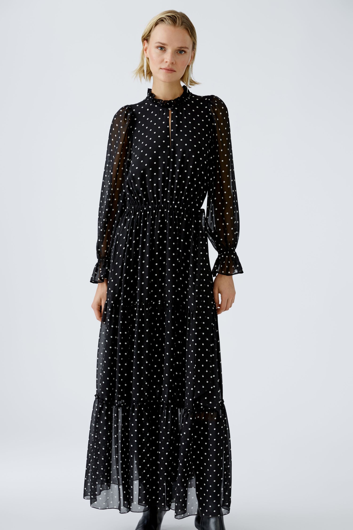 Oui- Black and White Spot Maxi Dress