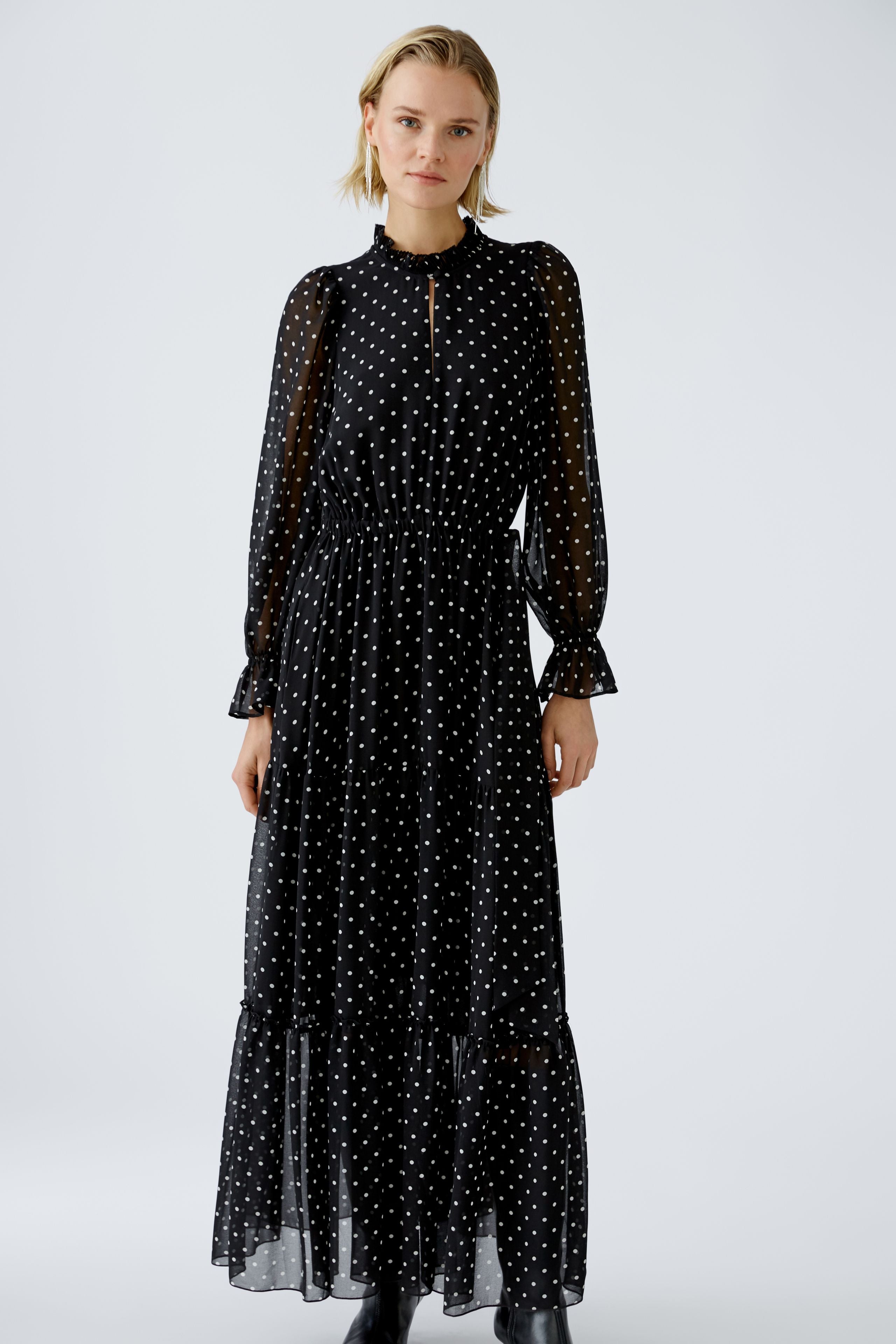 Oui- Black and White Spot Maxi Dress