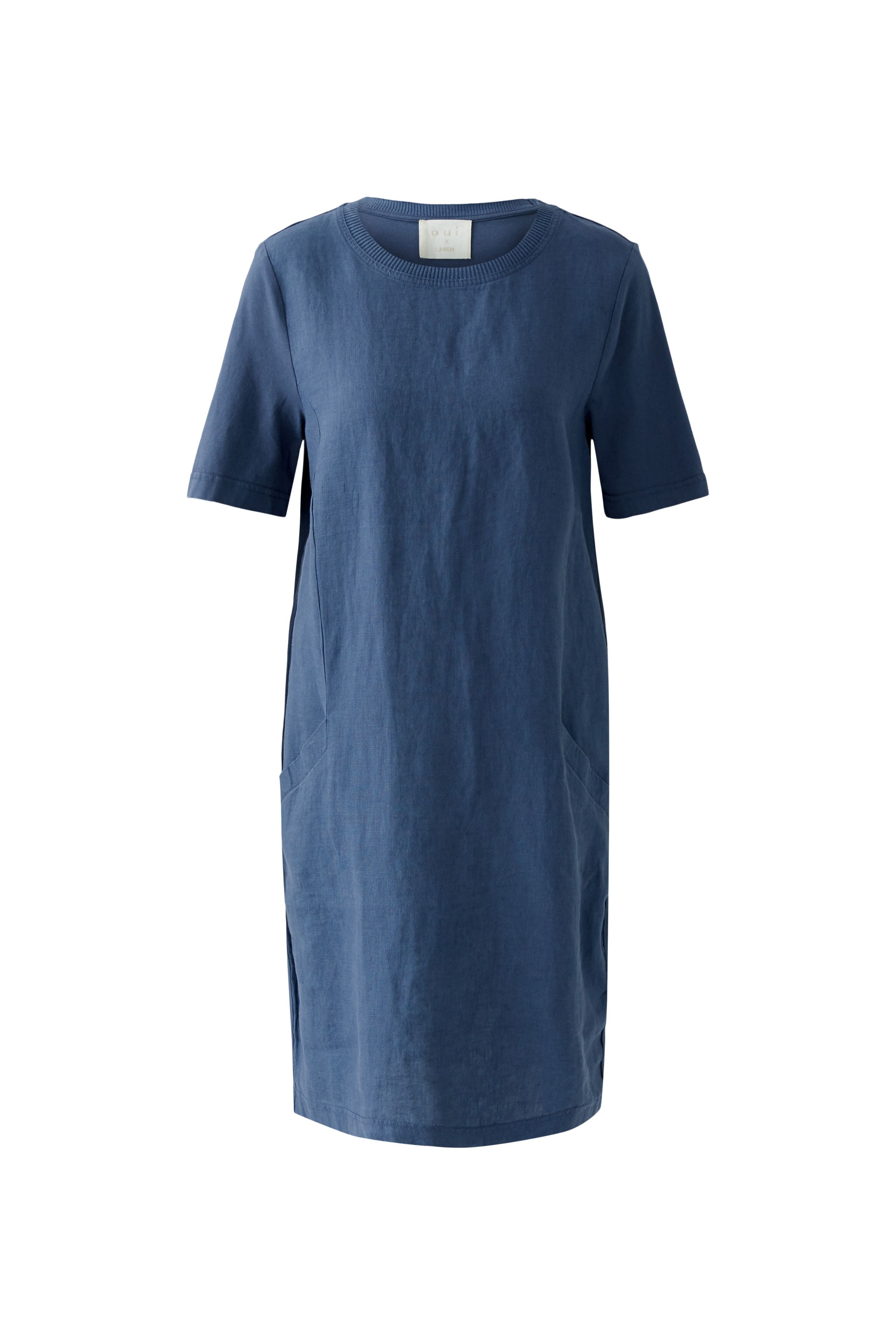 Oui- Mid Blue Linen Dress