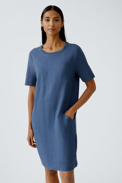 Oui- Mid Blue Linen Dress