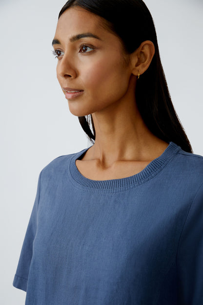 Oui- Mid Blue Linen Dress