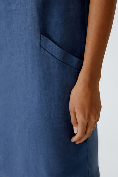 Oui- Mid Blue Linen Dress
