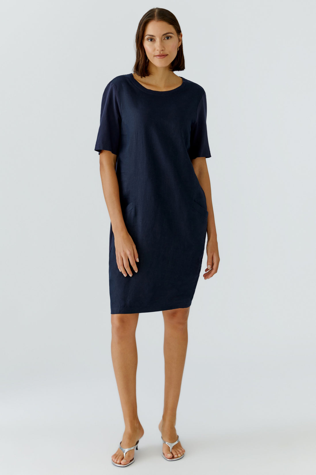 Oui - Navy Linen Dress
