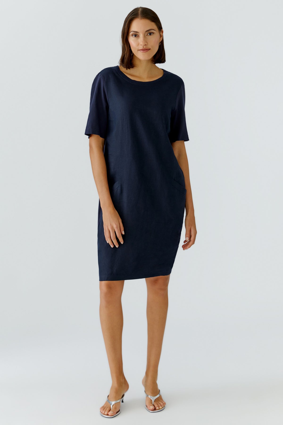 Oui - Navy Linen Dress