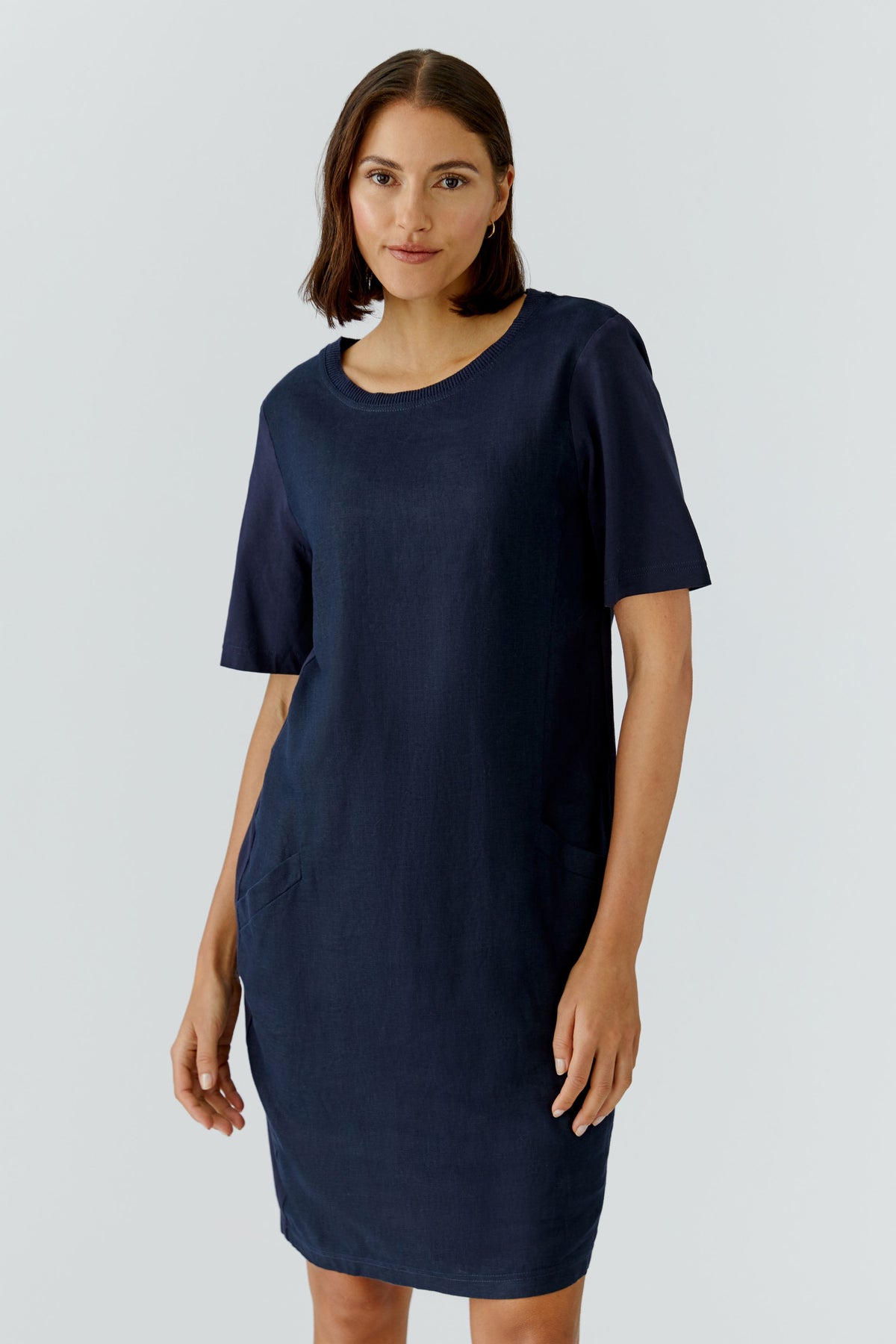 Oui - Navy Linen Dress
