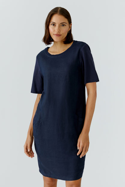 Oui - Navy Linen Dress