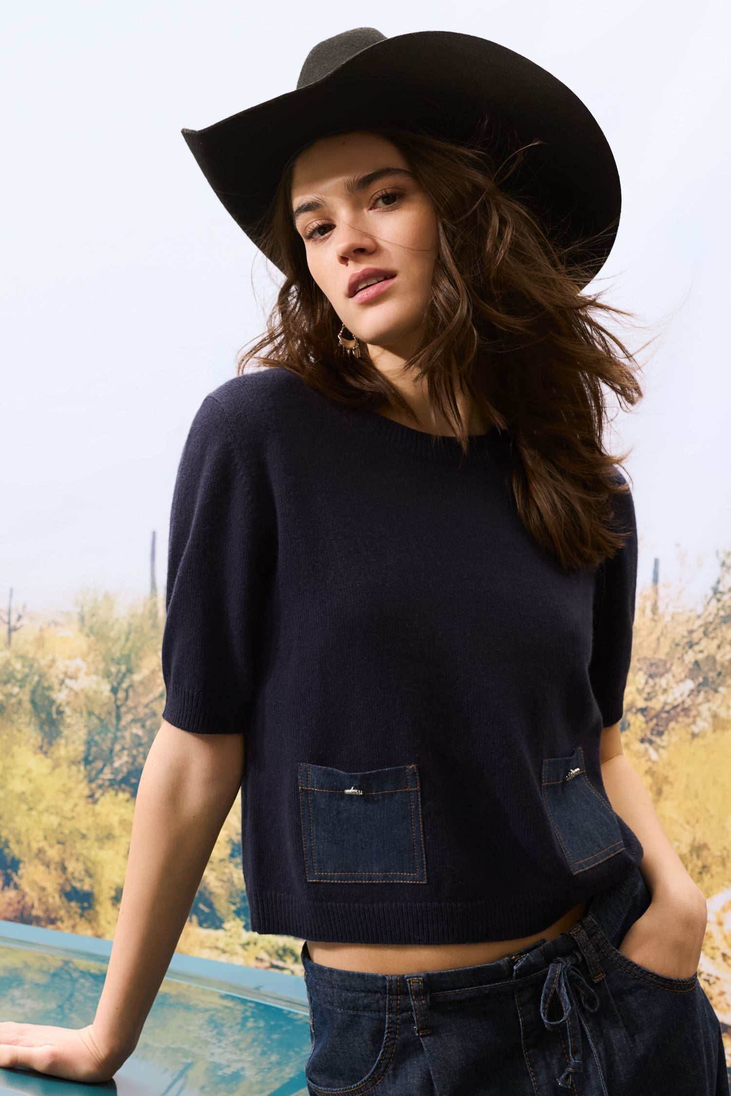 Oui- Denim Pocket Knit