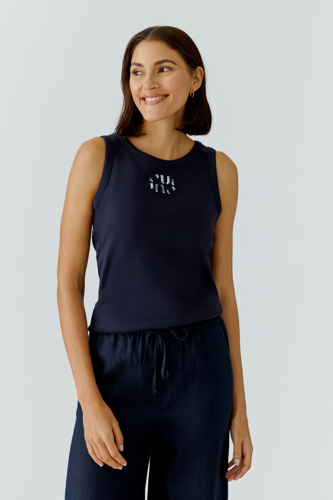 Oui- Navy Sequin Singlet