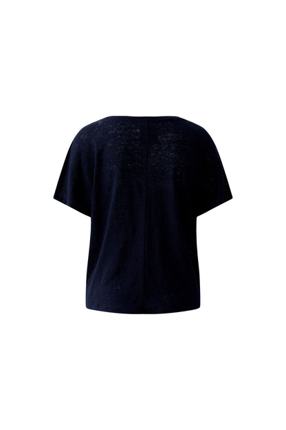 Oui - Navy Linen Top