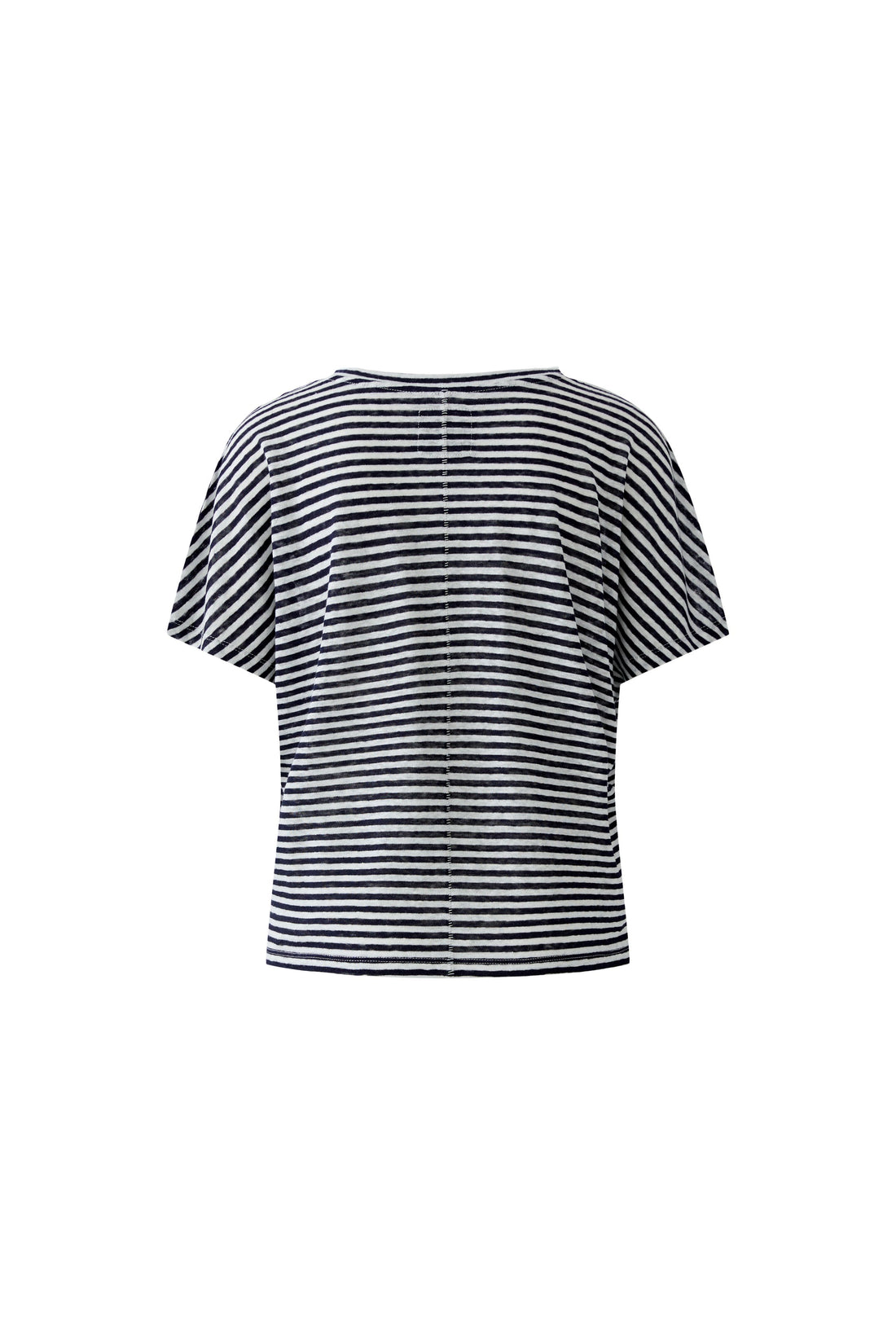 Oui- Navy and White Linen Knit Top