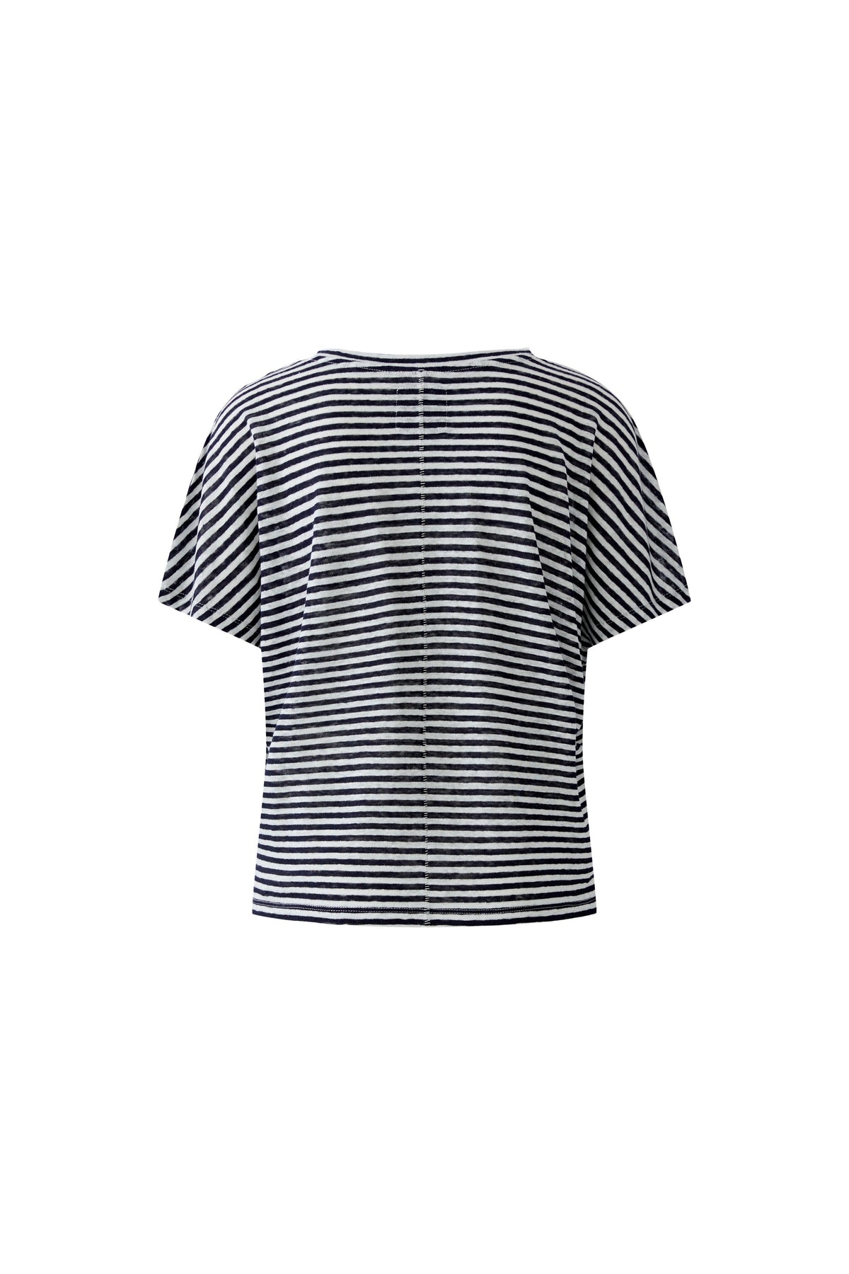 Oui- Navy and White Linen Knit Top