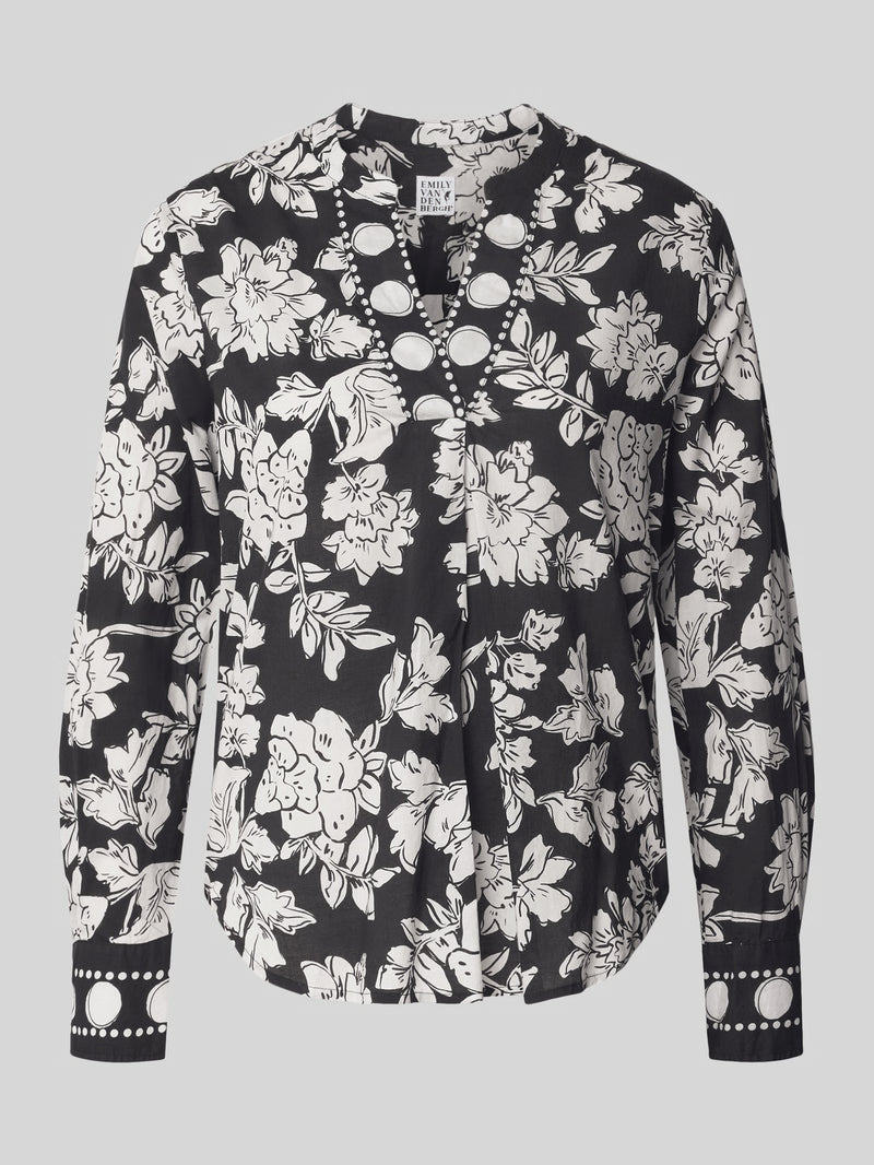 Emily Van Den Bergh - Black and White Flower Top