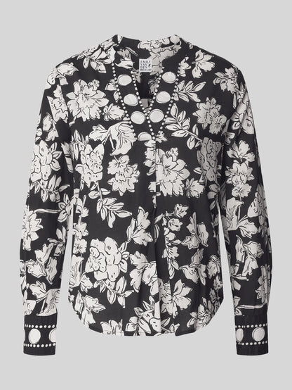 Emily Van Den Bergh - Black and White Flower Top
