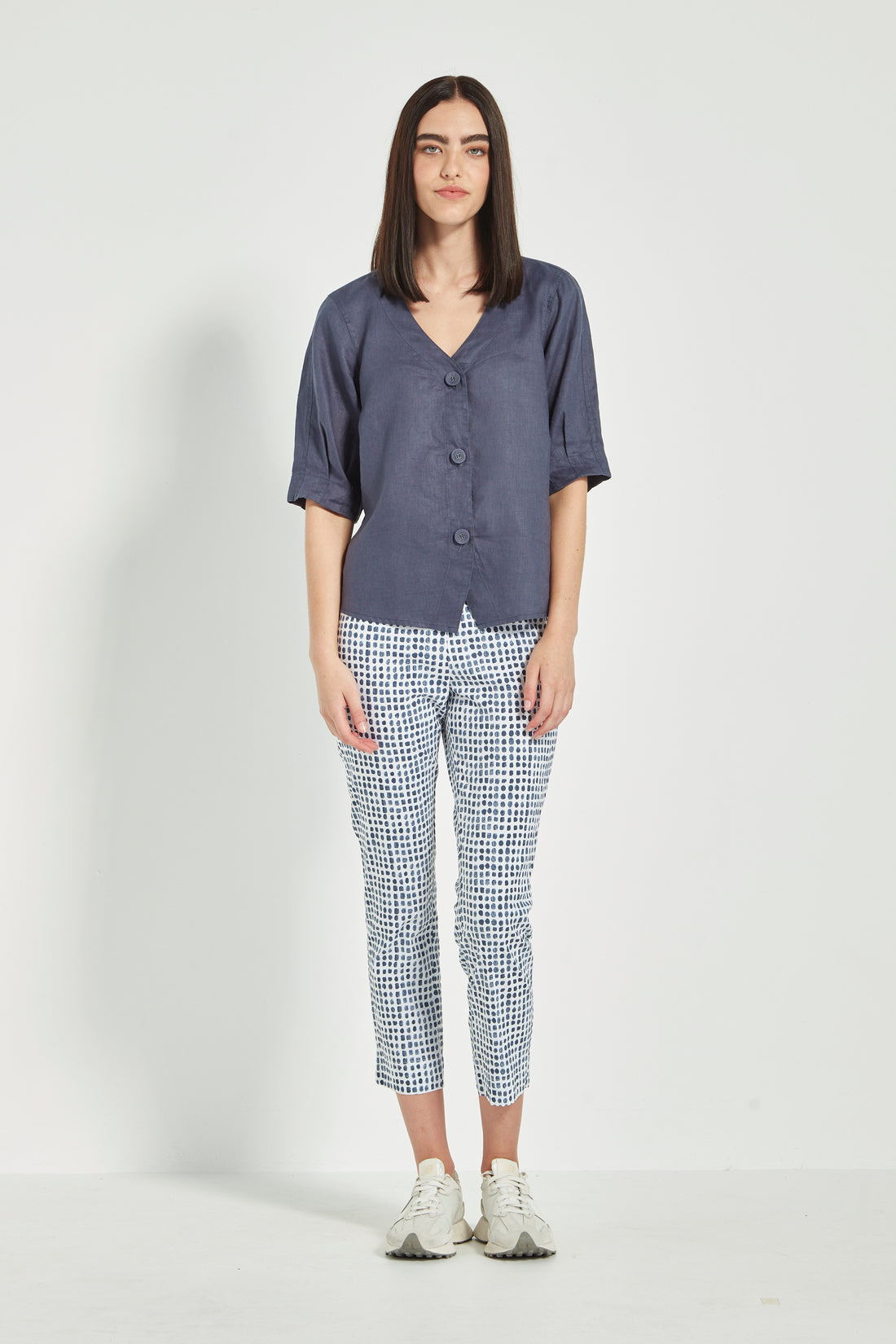 Verge - Acrobat Tile 7/8 Pant - Navy and White