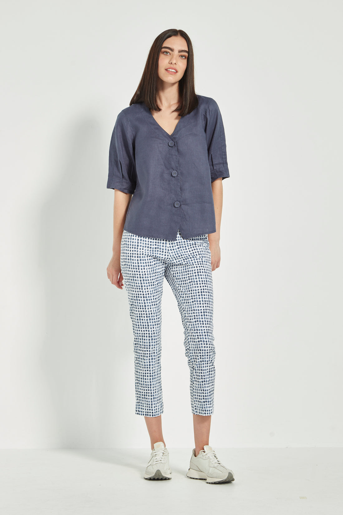 Verge - Acrobat Tile 7/8 Pant - Navy and White