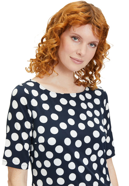Betty Barclay - Navy and White Polka Dot Dress
