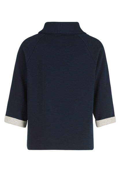 Betty Barclay - Navy and Beige Sweater Top with High Neck