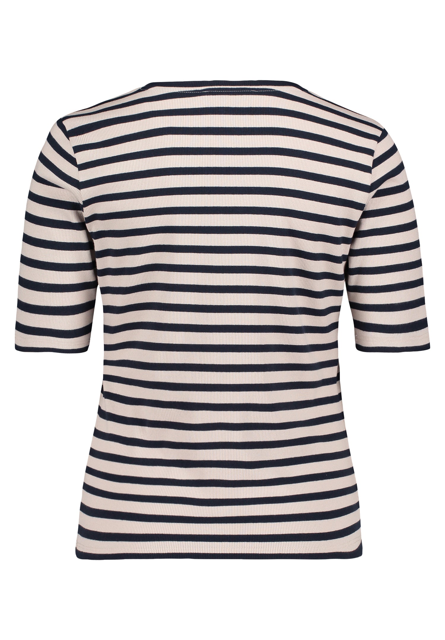 Betty Barclay - Navy and Beige Stripe T Shirt with Ribbed Structure