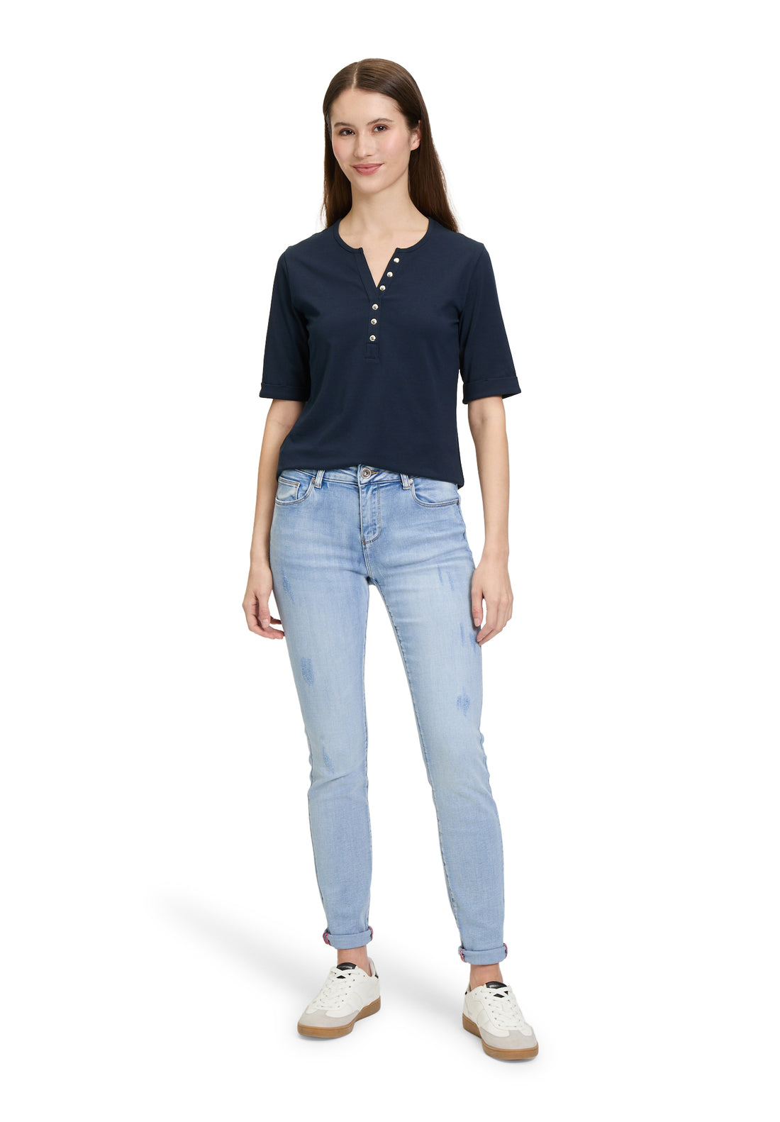 Betty Barclay - Button Down Silver Stud T Shirt Navy
