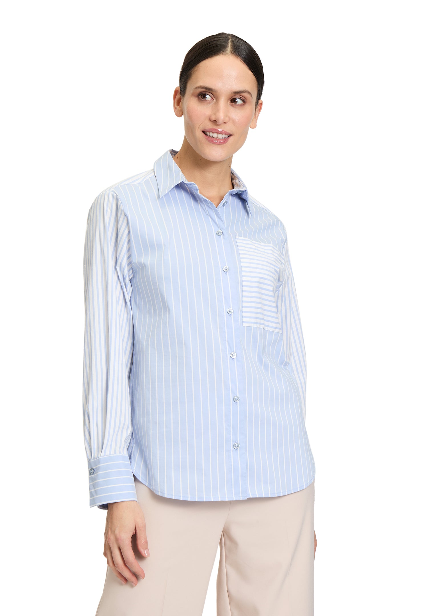 Betty Barclay - Blue and White Stripe Shirt With Patch Pocket