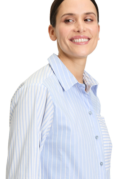 Betty Barclay - Blue and White Stripe Shirt With Patch Pocket