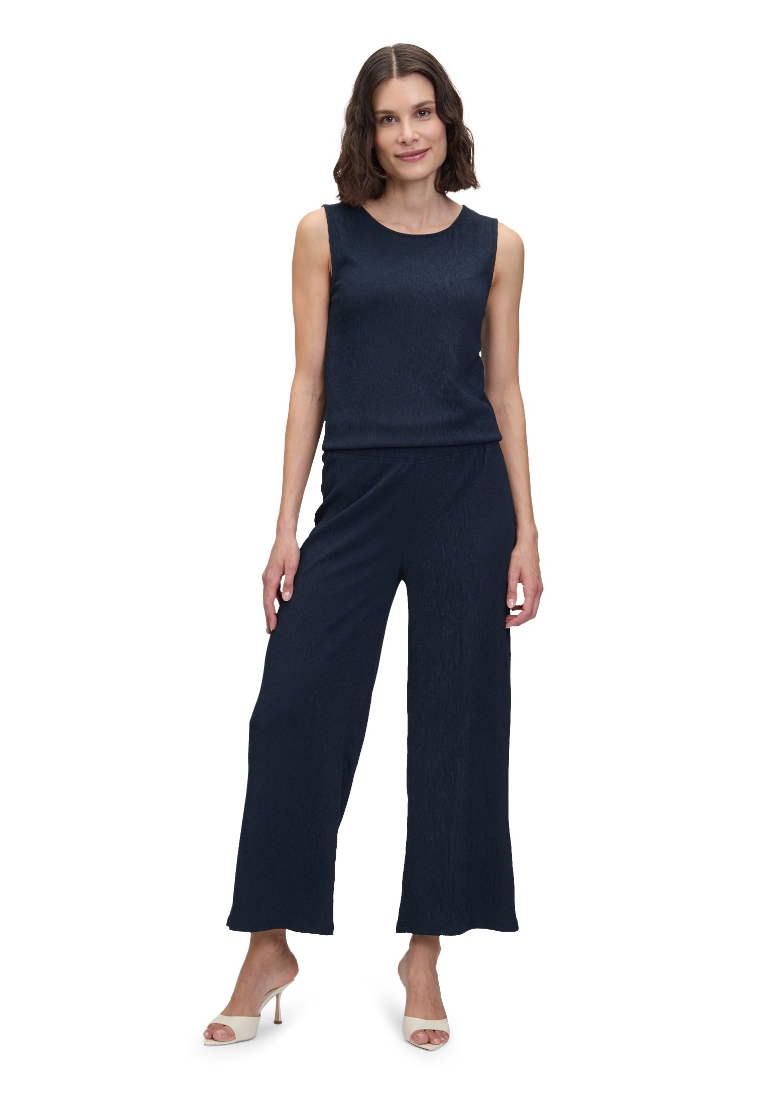 Betty Barclay- Navy Wide Leg Pull On Pant