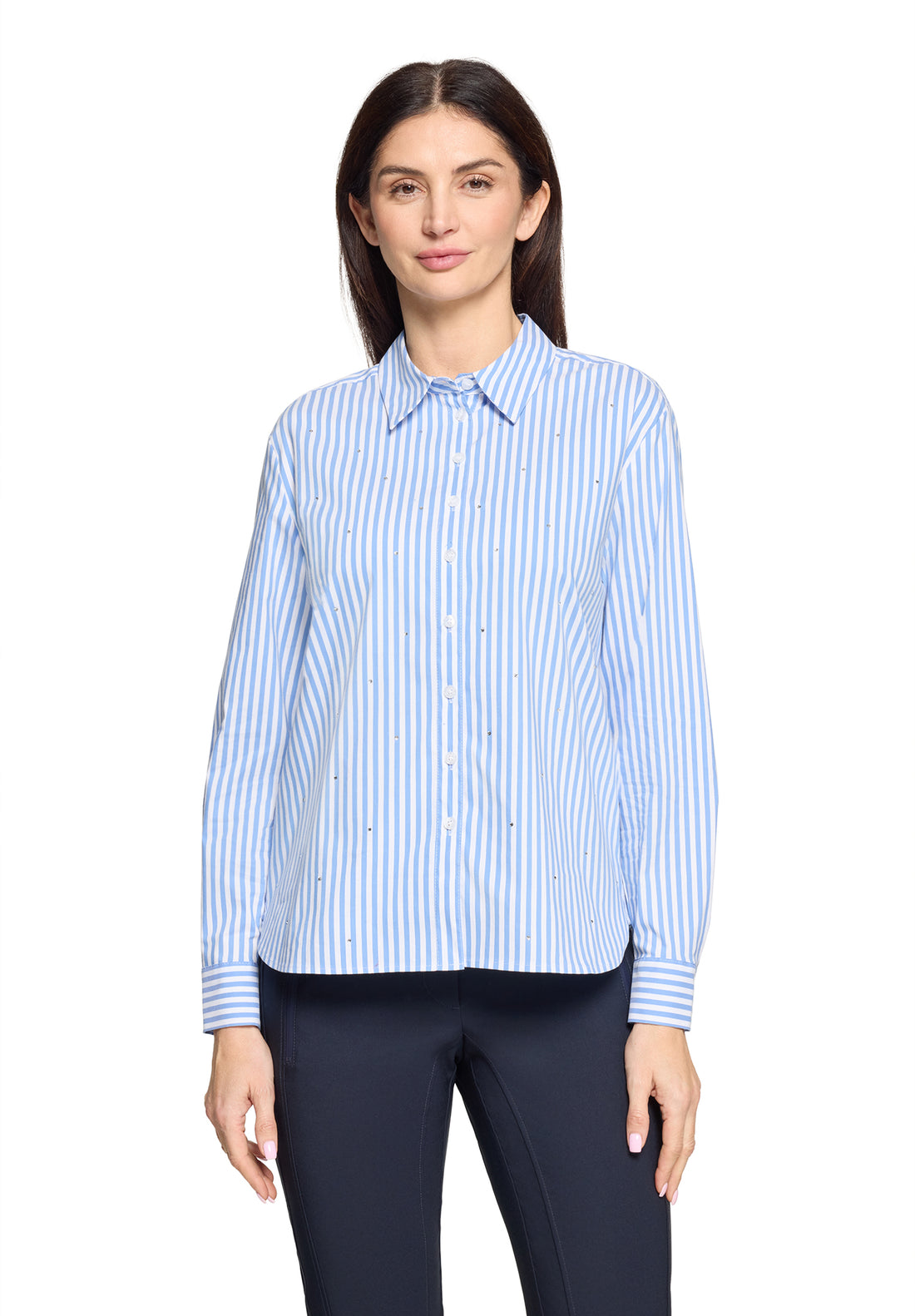 Betty Barclay Blue and White Crystal Stud Shirt
