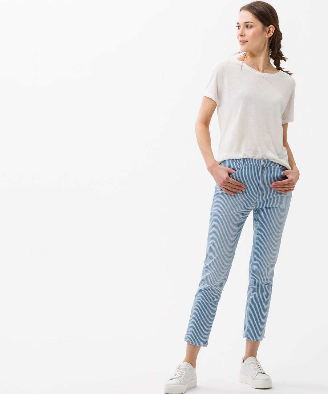 Brax Mary Blue/White Stripe 7/8 Jeans
