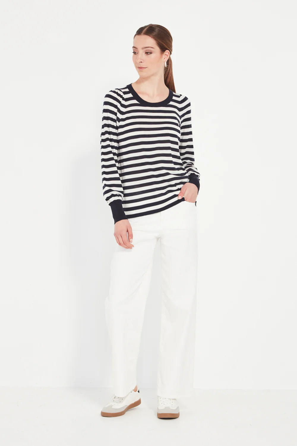 Verge - Bronte Stripe Sweater - Ink and White