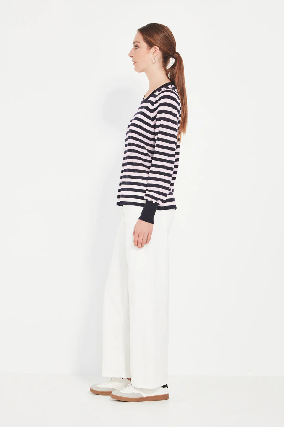 Verge - Bronte Stripe Sweater - Ink and White